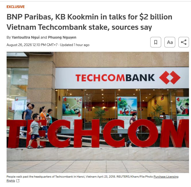 NÓNG NÓNG! Techcombank có thể sẽ bán vốn cho 2 nhà đầu tư nước ngoài thu về khoảng 2 tỷ USD, TCB tím lịm