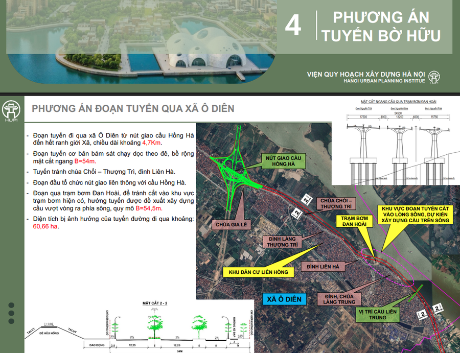 Chi tiết trục đại lộ ven Sồng Hồng bờ hữu chạy qua 9 xã, phường