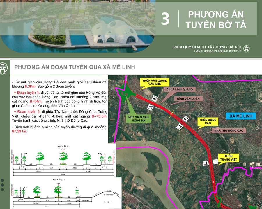 Bác nào có nhà ven sông vào xem chi tiết hướng tuyến dự kiến Trục đại lộ ven sông Hồng bờ tả