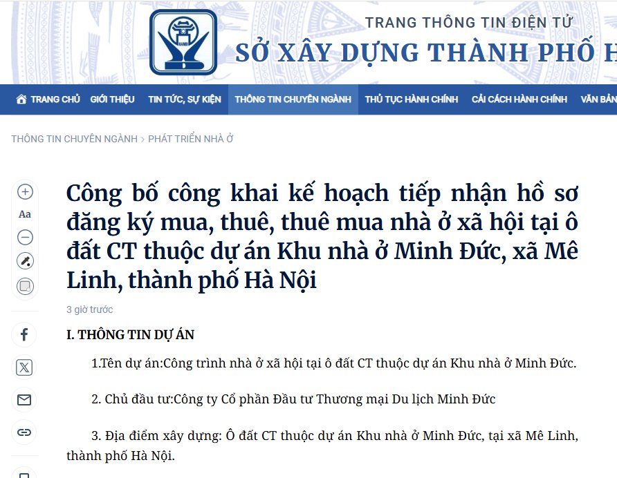 Sắp mở bán 551 căn nhà xã hội ở Mê Linh (Hà Nội) giá từ 23,9 triệu đồng/m2