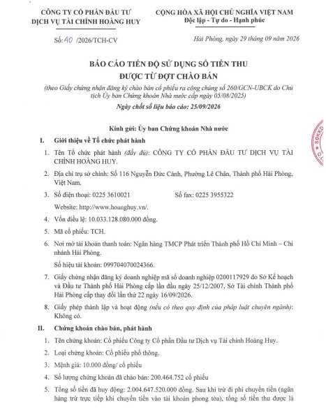 Anh em cổ đông TCH biết gì chưa? Hoàng Huy đã dùng hơn 1.139 tỷ đồng đầu tư 2 dự án BĐS ở Hải Phòng